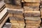 Vertical stack boards old cracked weathered building material background design