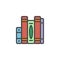 Vertical Stacked Books filled outline icon