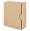 Vertical standing flat square brown cardboard box isolated on white background