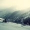 vertical stunning winter landscape, picturesque morning dawn view, beautiful sunrise in mountains, Carpathians, Ukraine, Europe