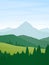 Vertical Summer Mountains flat cartoon landscape with pine forest, hills and peak