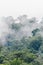 Vertical take of hills full of vegetation and tropical cloud forest of Costa Rica