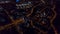 Vertical top down aerial view of night panorama of a big city