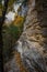 Vertical uphill of a rocky hiking trail along Blanc-Martel cliffs in La Palud-sur-Verdon, France