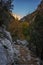 Vertical uphill of a rocky hiking trail along Blanc-Martel in La Palud-sur-Verdon, France