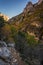 Vertical uphill of a rocky hiking trail along Blanc-Martel in La Palud-sur-Verdon, France