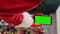 Vertical video Santa holding mockup smartphone