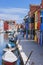 Vertical view of colorful street in Burano