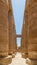Vertical view of the columns of Karnak temple on a sunny day in Egypt