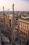 Vertical view from the Duomo rooftop of the Palazzo Settentrionale at sunset.