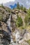 Vertical view of the famous Lillaz Waterfalls, Cogne, Aosta Valley, Italy, on a sunny day