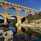 Vertical view of famous Pont du Gard