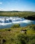 A vertical view of the Faxi or Vatnsleysufoss waterfall, located on the Golden Circle.The