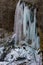 A vertical view of the frozen falling spring falls
