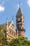 Vertical view of the High Victorian Gothic designed Jefferson Market Branch of the New York