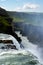 Vertical view of the iconic Gullfoss or golden falls. a waterfall located in the canyon of