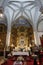 Vertical view of the main altar of the Divino Salvador church in the Andalusian magical town of Cortegana, Huelva, Spain