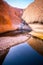 Vertical view of the Mutitjulu waterhole on summer time with clear sky in NT outback Australia