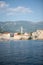 Vertical view of old town Budva, Montenegro. The resort city located in Budva Riviera of Adriatic Sea for poster