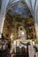 Vertical view of the ornate main altar of Divino Salvador church in the magical Andalusian town of Cortegana, Huelva, Spain