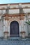 Vertical view. Side door of the Church of San Juan Bautista, 18th century, Linares de la Sierra, Huelva, Spain