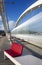 Vertical view of Tramway crossing the bridge