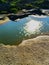 Vertical vivid sand cliff textured landscape