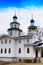 Vertical vivid white blue orthodox church