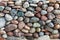 Vertical wall of boulders.