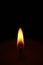 Vertical wallpaper background burning candle in the dark close up