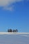 Vertical winter landscape with blue sky