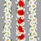 Verticall Seamless pattern with Poppies and Chamomile