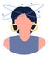 Vertigo icon. Woman with head dizziness. Migraine symptom