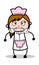 Very Aggressive Expression - Retro Cartoon Waitress Female Chef Vector Illustration