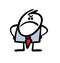 Very angry stickman businessman in business suit frowned and looked sternly. Vector illustration of boss dissatisfied