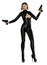 Very attractive woman armed with two guns, black suit, 3d illustration
