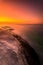 A very Beautiful slow speed sunset photo with very smooth color gradations of the sea and sky