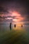 A very Beautiful slow speed sunset photo with very smooth color gradations of the sea and sky