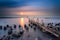 A very Beautiful slow speed sunset photo with very smooth color gradations of the sea and sky