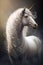 Very beautiful White Unicorn spirit fantasy portrait art wall design, poster Ai generated