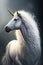 Very beautiful White Unicorn spirit fantasy portrait art wall design, poster Ai generated