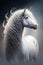 Very beautiful White Unicorn spirit fantasy portrait art wall design, poster Ai generated