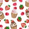 Very berry, cupcakes with raspberries and strawberry, white background.
