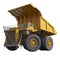 Very big yellow dump-body truck on white. 3D illustration