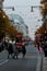 Very busy Oxford Street in London with Christmas decorations