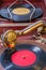 Very close up view on gramophone
