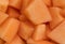 Very close view of freshly sliced cantaloupe