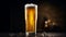 Very cold golden beer. AI generated