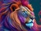 Very Colorful and Proud Lion Face