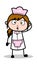 Very Confused - Retro Cartoon Waitress Female Chef Vector Illustration